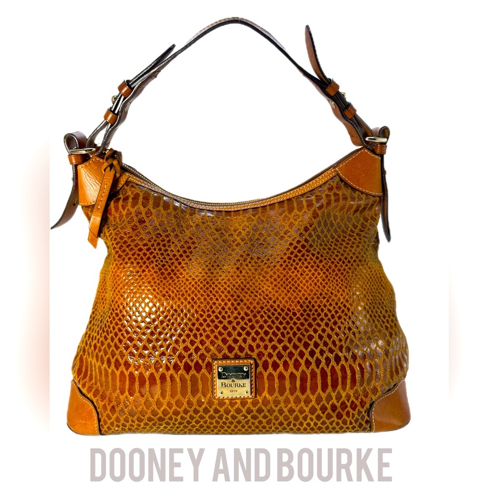 Vintage Dooney & Bourke Erica Snakeskin Embossed Leather Shoulder Bag Purse tote